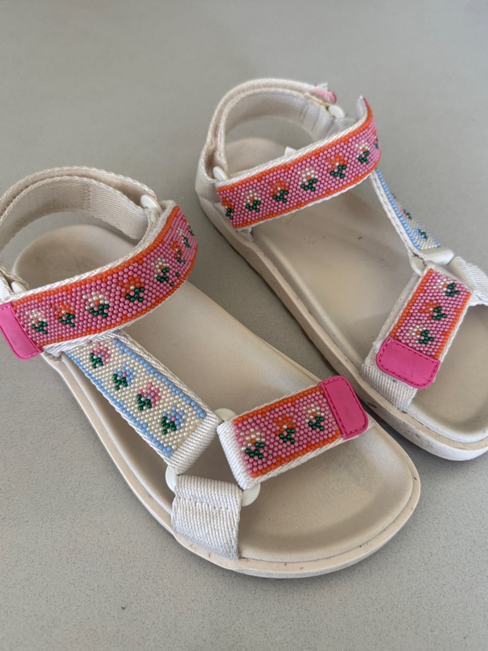 Zara Sandals with Pink Beaded Straps